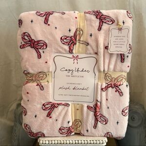 ⚡️Cozy Under "The Mistletoe" Candy Cane Bows Extremely Soft Plush Blanket